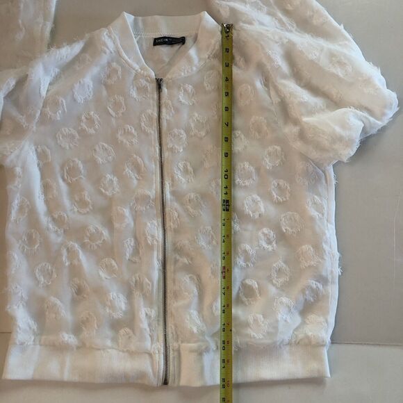 Shein Zip Up Lightweight Jacket White Juniors Size Large - Picture 6 of 11